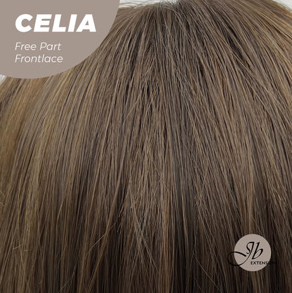 JBEXTENSION 22 Inches Mix Brown Curly Pre-Cut Frontace Wave Glueless Wig CELIA Alexwigs