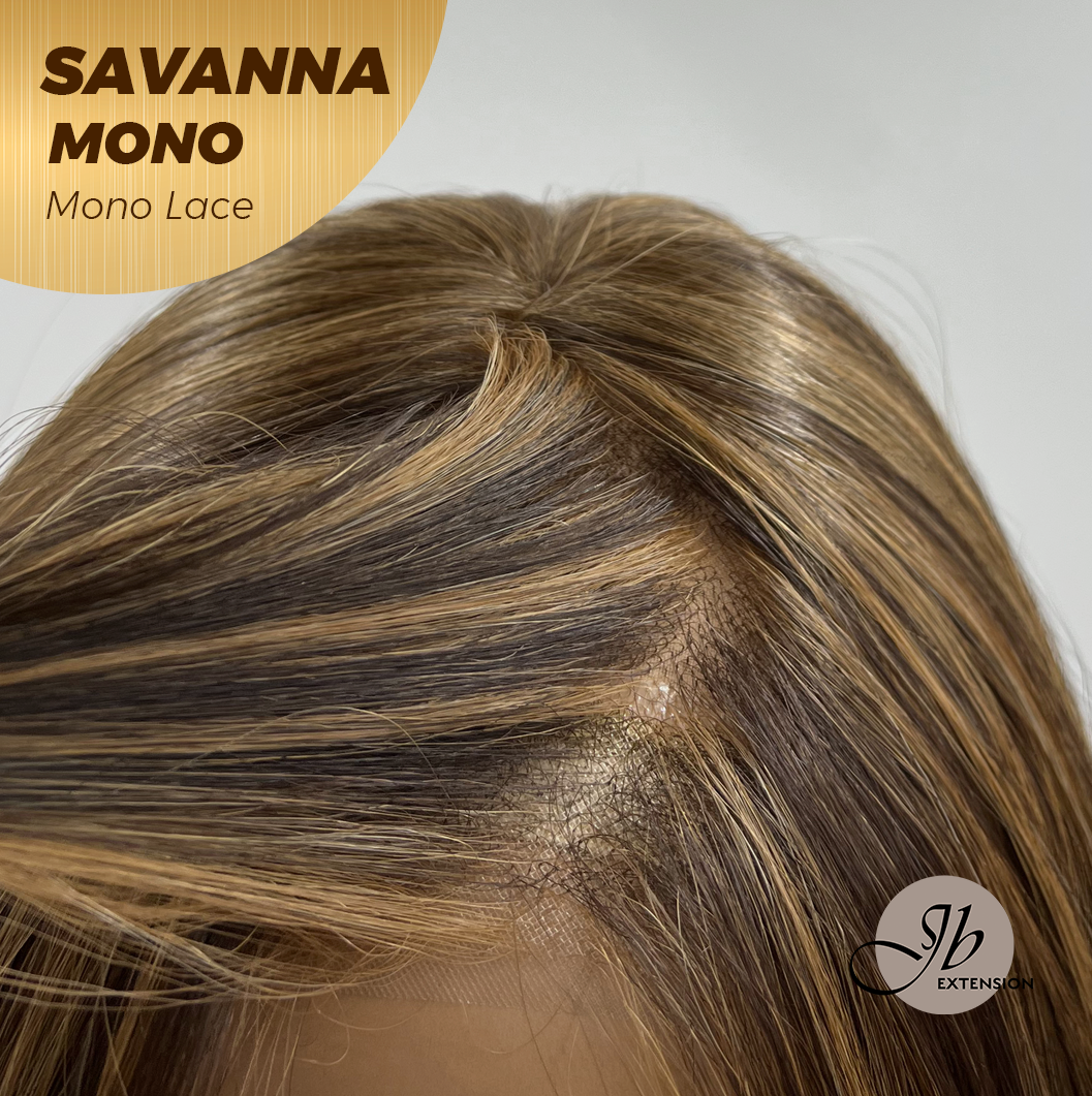 [PRE-ORDER] JBEXTENSION SAVANNA MONO Monofilament Handmade Wig 6X5 Full Monofilament Hand Tied Top Wig 16 Inches Brown With Highlight Wave Mono Lace Wig With Anti-slip Silicone Strips Glueless Wig SAVANNA MONO【BENDY EAR TABS】 Alexwigs