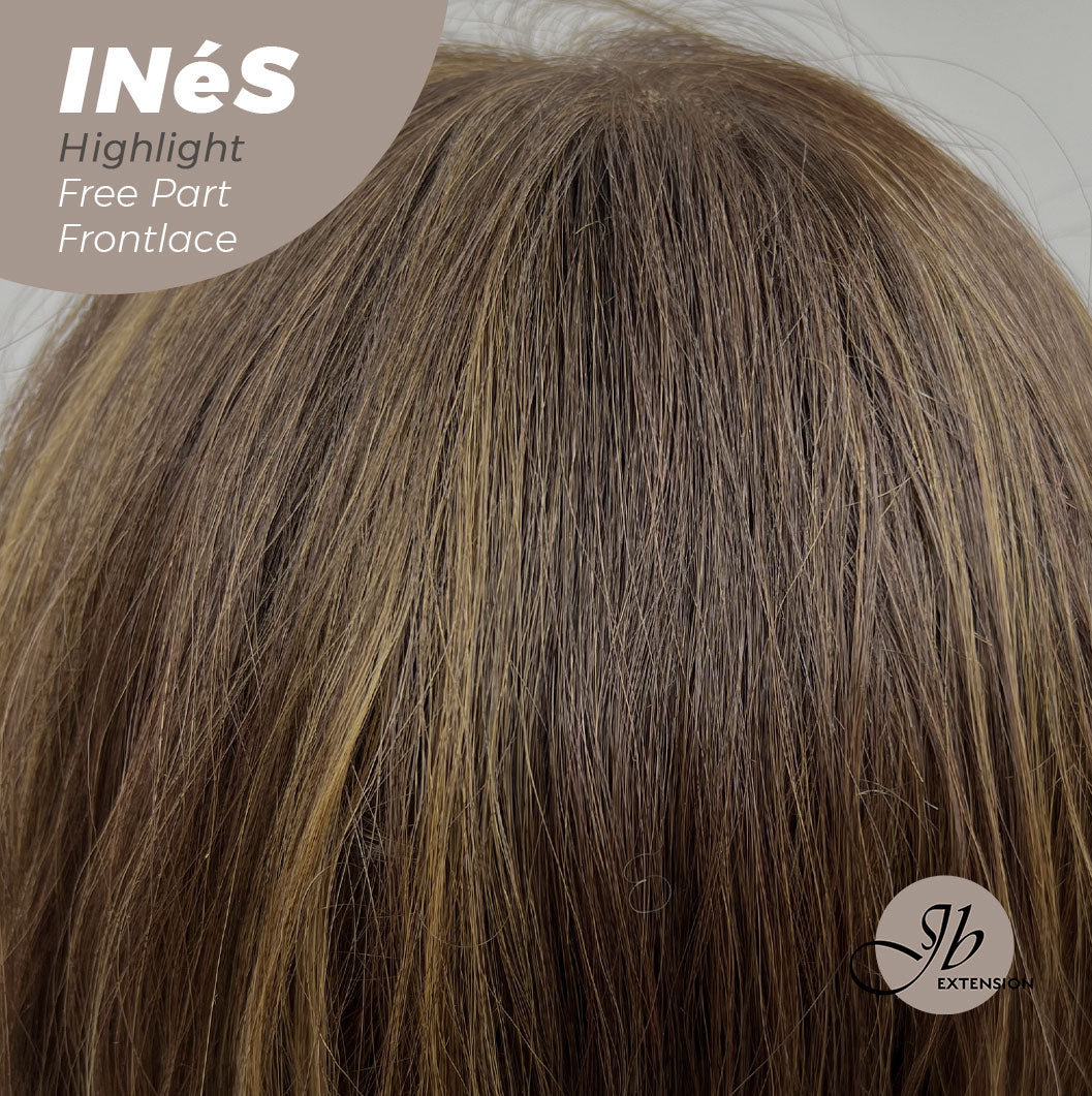 JBEXTENSION 22 Inches Brown With Highlight Body Wave Pre-Cut Free Part Frontlae Glueless Wig INéS HIGHLIGHT Alexwigs