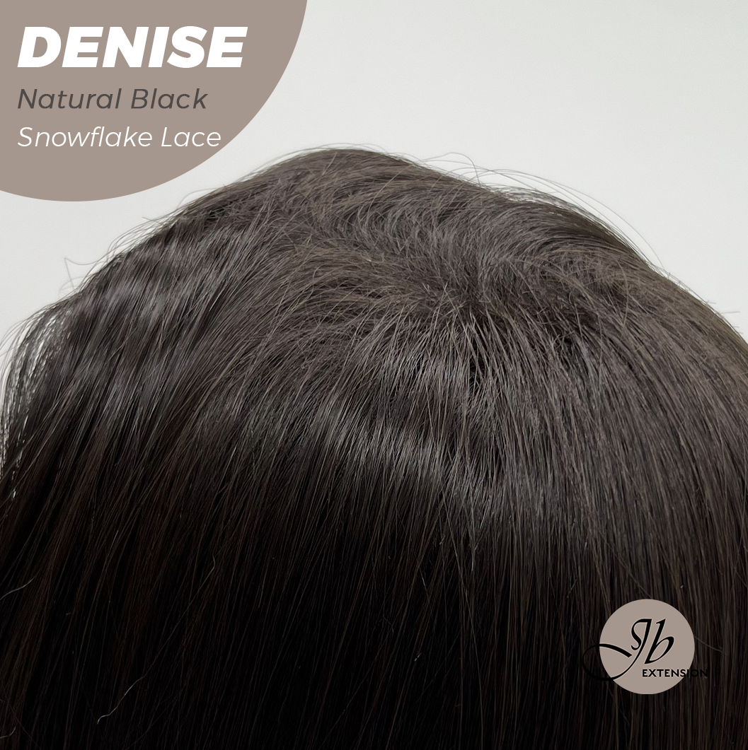 JBEXTENSION 24 Inches Natural Black Wave Pre-Cut Snowflake Lace Frontlace Glueless Wig DENISE NATURAL BLACK【PERMATEASE】【BENDY EAR TABS】- M/L Alexwigs