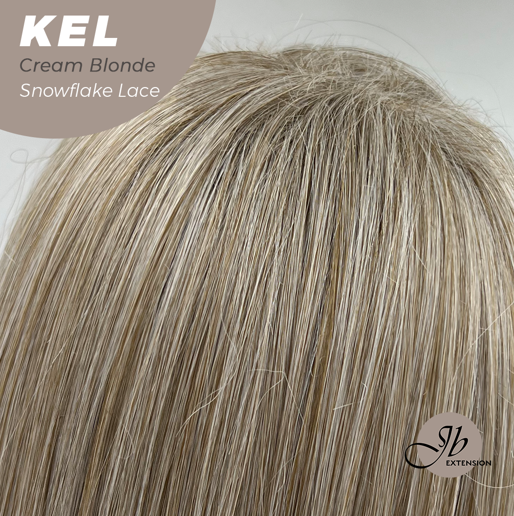 JBEXTENSION 22 Inches Cream Blonde Pre-Cut Snowflake Lace Frontlace Glueless Wig KEL CREAM BLONDE【PERMATEASE】【BENDY EAR TABS】- S/M Alexwigs