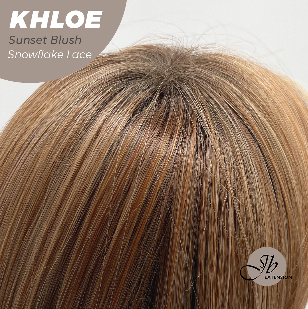 [PRE-ORDER] JBEXTENSION 12 Inches Bob Cut Sunset Blush Pre-Cut Snowflake Lace Frontlace Glueless Wig KHLOE SUNSET BLUSH【PERMATEASE】【BENDY EAR TABS】 Alexwigs