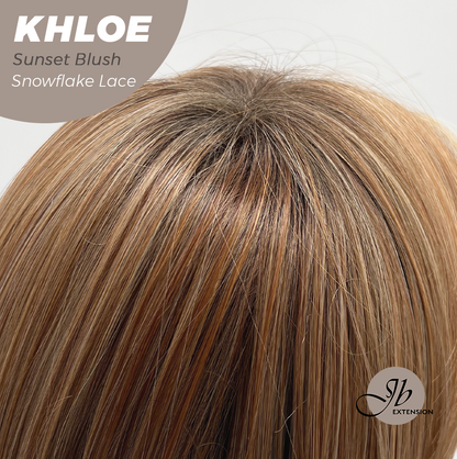 [PRE-ORDER] JBEXTENSION 12 Inches Bob Cut Sunset Blush Pre-Cut Snowflake Lace Frontlace Glueless Wig KHLOE SUNSET BLUSH【PERMATEASE】【BENDY EAR TABS】 Alexwigs