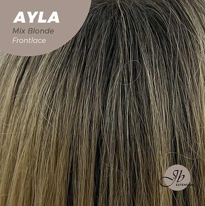 JBEXTENSION 24 Inches Body Wave Mix Blonde With Dark Root Pre-Cut Frontlace Glueless Wig AYLA MIX BLONDE Alexwigs