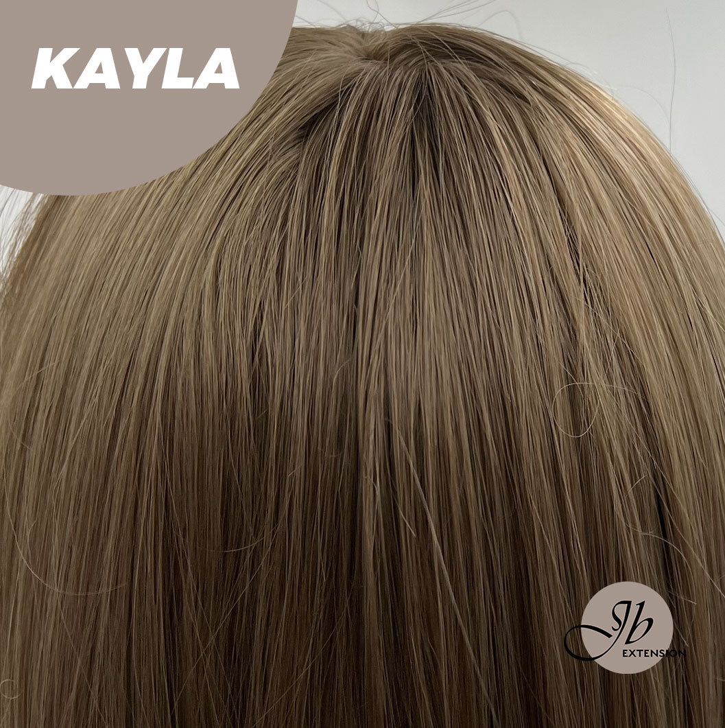 JBEXTENSION 24 Inches Light Brown Curly Wig With Bangs KAYLA Alexwigs