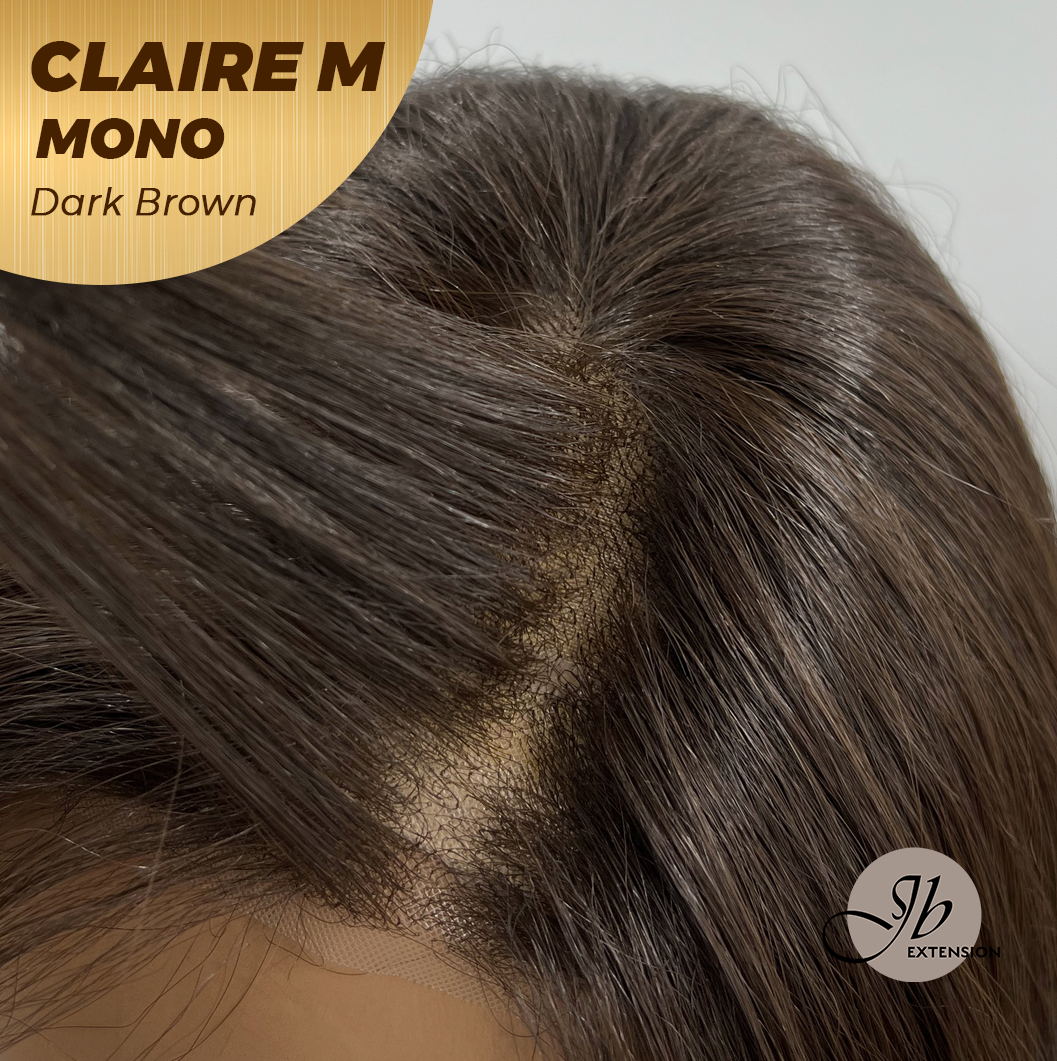 [PRE-ORDER] HOT OF SEASON - CLAIRE MONO DARK BROWN Partial Monofilament Wig 22 Inches Dark Brown Partial Mono Lace Glueless Wig CLAIRE MONO DARK BROWN【BENDY EAR TABS】 Alexwigs
