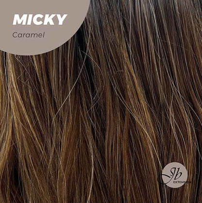 JBEXTENSION 26 Inches Caramel Body Wave With Dark Root Wig With Bangs MICKY CARAMEL Alexwigs
