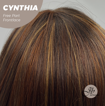 JBEXTENSION 25 Inches Auburn Highlight Pre-Cut Free Part Frontlace Glueless Wig CYNTHIA Alexwigs