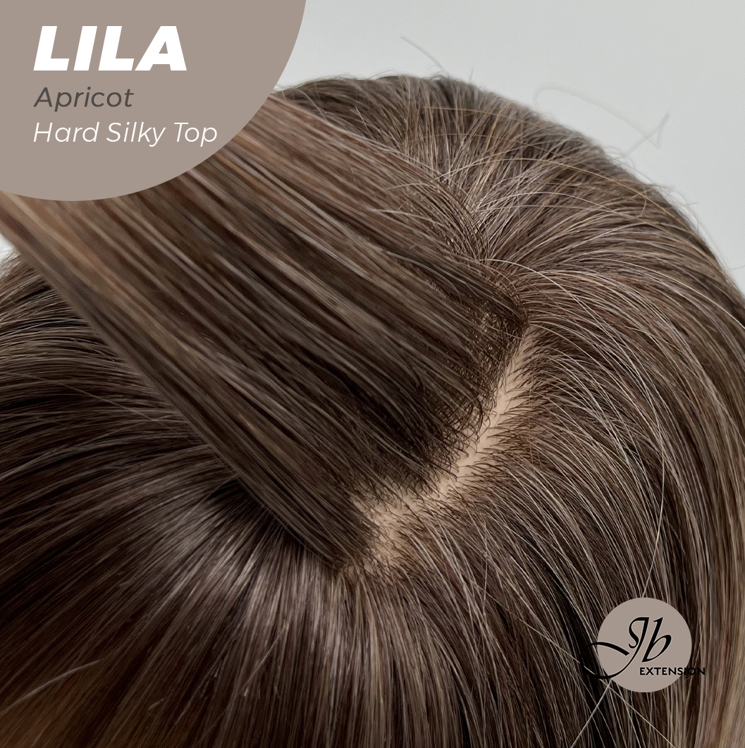 JBEXTENSION 20 Inches Scalpiana Apricot Wolf Cut 3.5X4 Hard Silky Top Natural Scalp Effect Wig With Bangs LILA APRICOT Alexwigs