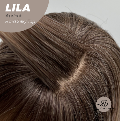 JBEXTENSION 20 Inches Scalpiana Apricot Wolf Cut 3.5X4 Hard Silky Top Natural Scalp Effect Wig With Bangs LILA APRICOT Alexwigs