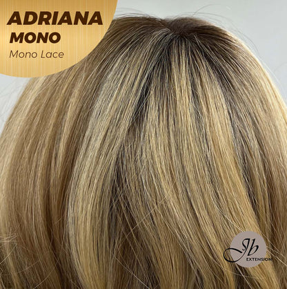 [PRE-ORDER] JBEXTENSION ADRIANA MONO Full Monofilament Handmade Full Lace Full Hand Tied Wig 14 Inches Blonde With Dark Root Wave Mono Lace Handmade Futura Fiber Wig With Anti-slip Silicone Strips Glueless Wig Adriana Mono【BENDY EAR TABS】 Alexwigs