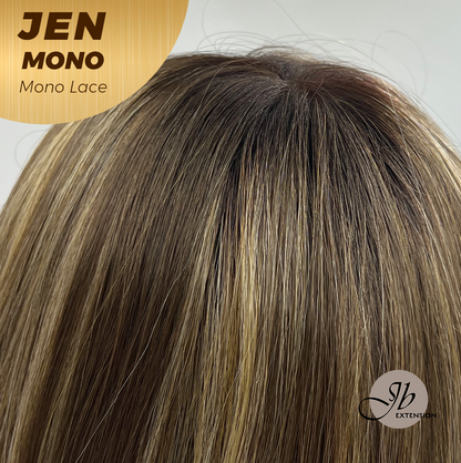 [PRE-ORDER] JBEXTENSION JEN MONO Monofilament Handmade Wig 6X5 Full Monofilament Hand Tied Top Wig 18 Inches Hazelnut Blonde Highlight Mono Lace Wig With Anti-slip Silicone Strips Glueless Wig JEN MONO【BENDY EAR TABS】 Alexwigs