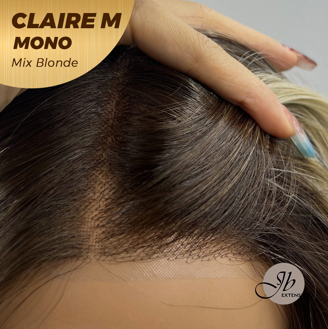 [PRE-ORDER] JBEXTENSION CLAIRE MONO MIX BLONDE Partial Monofilament Wig 22 Inches Mix Blonde Partial Mono Lace Glueless Wig CLAIRE MONO MIX BLONDE【BENDY EAR TABS】 Alexwigs