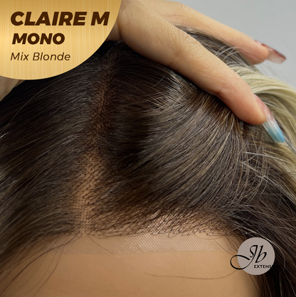 [PRE-ORDER] JBEXTENSION CLAIRE MONO MIX BLONDE Partial Monofilament Wig 22 Inches Mix Blonde Partial Mono Lace Glueless Wig CLAIRE MONO MIX BLONDE【BENDY EAR TABS】 Alexwigs