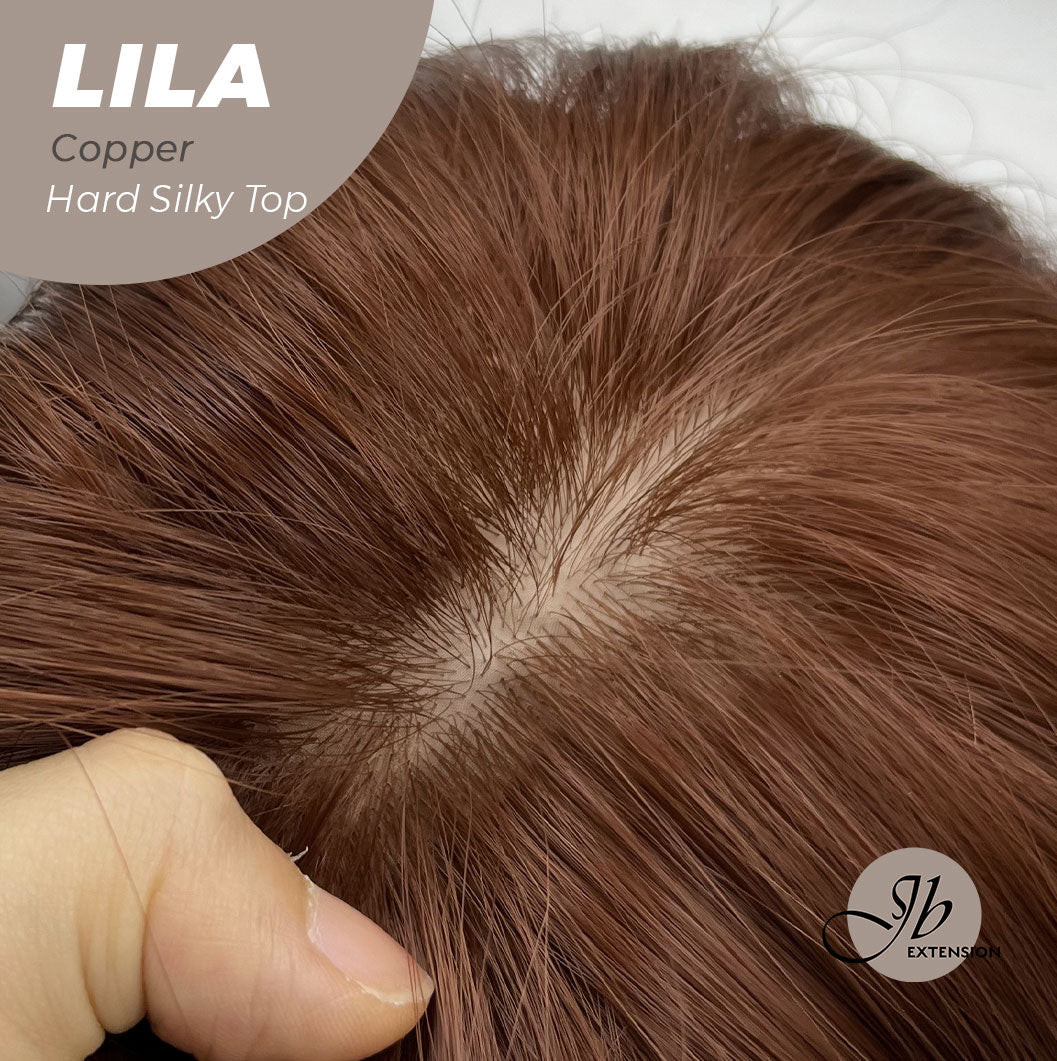 JBEXTENSION 20 Inches Scalpiana Copper Wolf Cut 3.5X4 Hard Silky Top Natural Scalp Effect Wig With Bangs LILA COPPER Alexwigs