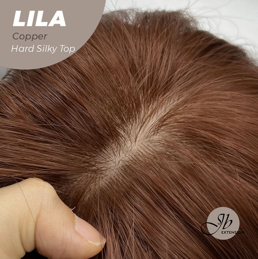 JBEXTENSION 20 Inches Scalpiana Copper Wolf Cut 3.5X4 Hard Silky Top Natural Scalp Effect Wig With Bangs LILA COPPER Alexwigs