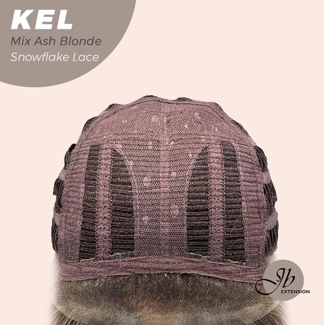 JBEXTENSION 22 Inches Mix Ash Blonde Pre-Cut Snowflake Lace Frontlace Glueless Wig KEL MIX ASH BLONDE【PERMATEASE】【BENDY EAR TABS】- M/L Alexwigs