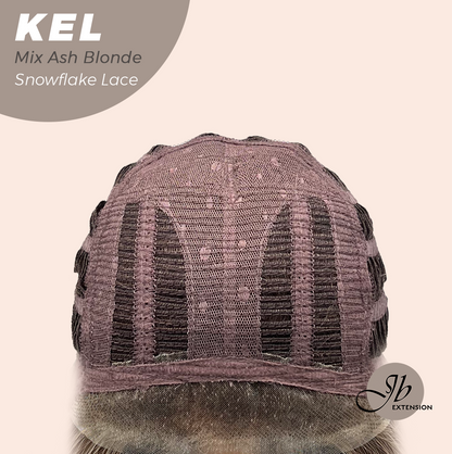 JBEXTENSION 22 Inches Mix Ash Blonde Pre-Cut Snowflake Lace Frontlace Glueless Wig KEL MIX ASH BLONDE【PERMATEASE】【BENDY EAR TABS】- M/L Alexwigs