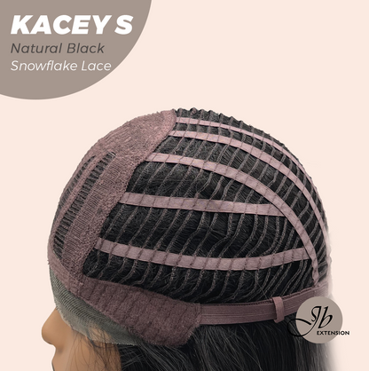 JBEXTENSION 20 Inches Natural Black Pre-Cut Snowflake Lace Frontlace Glueless Wig KACEY S NATURAL BLACK【PERMATEASE】【BENDY EAR TABS】- S/M Alexwigs
