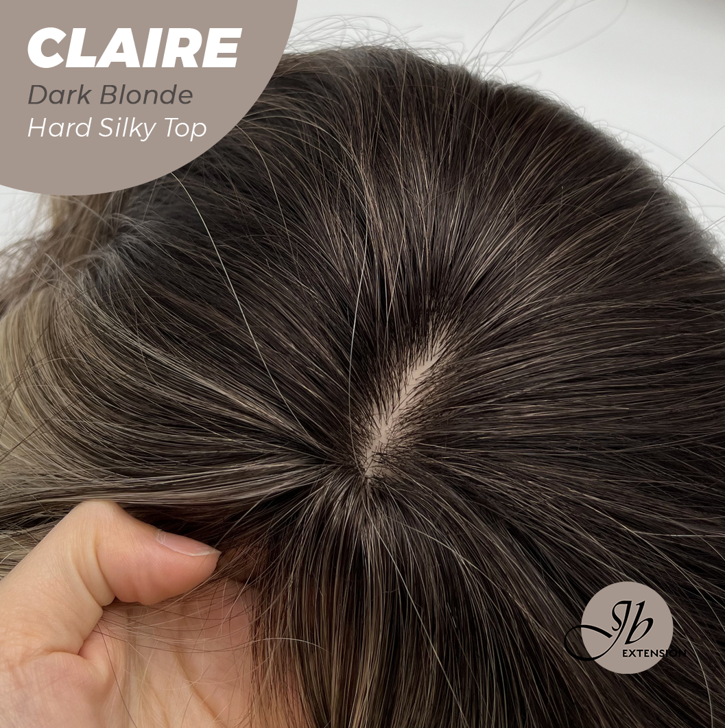JBEXTENSION 22 Inches Scalpiana Dark Blonde 3.5X4 Hard Silky Top Natural Scalp Effect Women Wig With Bangs CLAIRE SILKY TOP DARK BLONDE Alexwigs