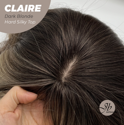 JBEXTENSION 22 Inches Scalpiana Dark Blonde 3.5X4 Hard Silky Top Natural Scalp Effect Women Wig With Bangs CLAIRE SILKY TOP DARK BLONDE Alexwigs