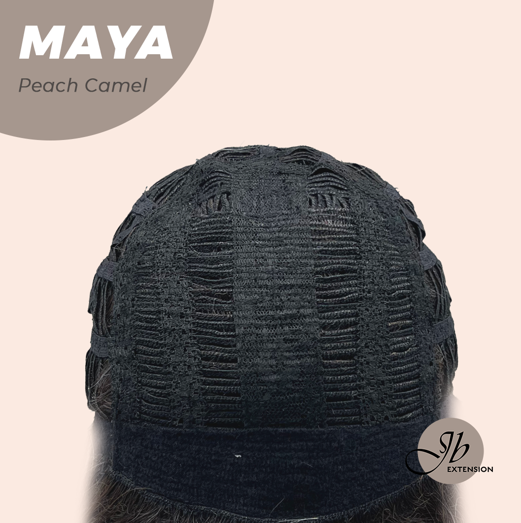 JBEXTENSION 22 Inches Peach Camel Women Fashion Full Machine Wig MAYA PEACH CAMEL【PLUS PERMATEASE】【BENDY EAR TABS】 Alexwigs