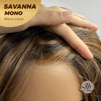 [PRE-ORDER] JBEXTENSION SAVANNA MONO Monofilament Handmade Wig 6X5 Full Monofilament Hand Tied Top Wig 16 Inches Brown With Highlight Wave Mono Lace Wig With Anti-slip Silicone Strips Glueless Wig SAVANNA MONO【BENDY EAR TABS】 Alexwigs