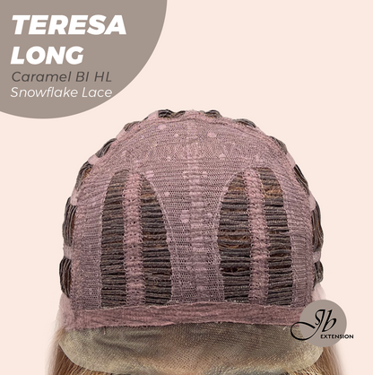 [PRE-ORDER] JBEXTENSION 22 Inches Long Caramel Blonde Highlight Pre-Cut Snowflake Lace Frontlace Glueless Wig TERESA LONG CARAMEL BLONDE HIGHLIGHT【PERMATEASE】【BENDY EAR TABS】 Alexwigs