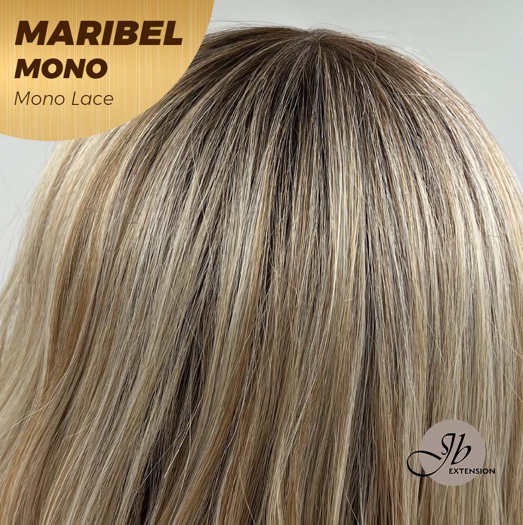 [PRE-ORDER] JBEXTENSION MARIBEL MONO Monofilament Handmade Wig 6X5 Full Monofilament Hand Tied Top Wig 16 Inches Blonde With Dark Root Wave Mono Lace Wig With Anti-slip Silicone Strips Glueless Wig Maribel Mono【BENDY EAR TABS】 Alexwigs