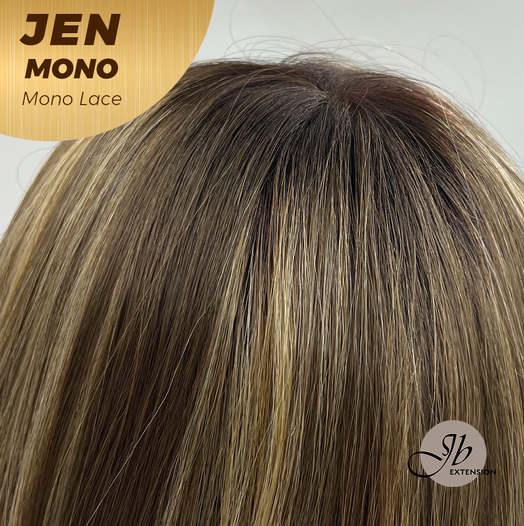 [PRE-ORDER] HOT OF SEASON -JBEXTENSION JEN MONO Monofilament Handmade Wig 6X5 Full Monofilament Hand Tied Top Wig 18 Inches Hazelnut Blonde Highlight Mono Lace Wig With Anti-slip Silicone Strips Glueless Wig JEN MONO【BENDY EAR TABS】 Alexwigs