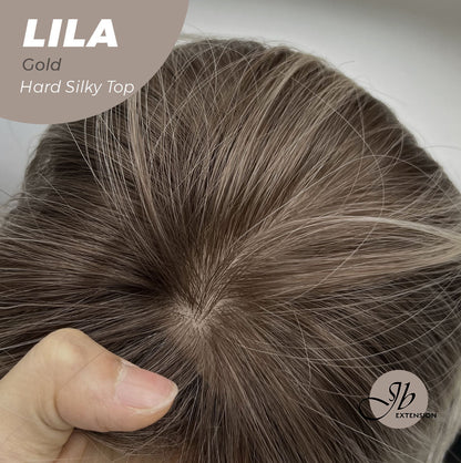 JBEXTENSION 20 Inches Scalpiana Blonde Wolf Cut 3.5X4 Hard Silky Top Natural Scalp Effect Wig With Bangs LILA GOLD Alexwigs