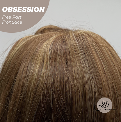 JBEXTENSION 24 Inches Brown With Highlight Wave 13X6 Pre-Cut Free Part Frontlace Glueless Wig OBSESSION Alexwigs