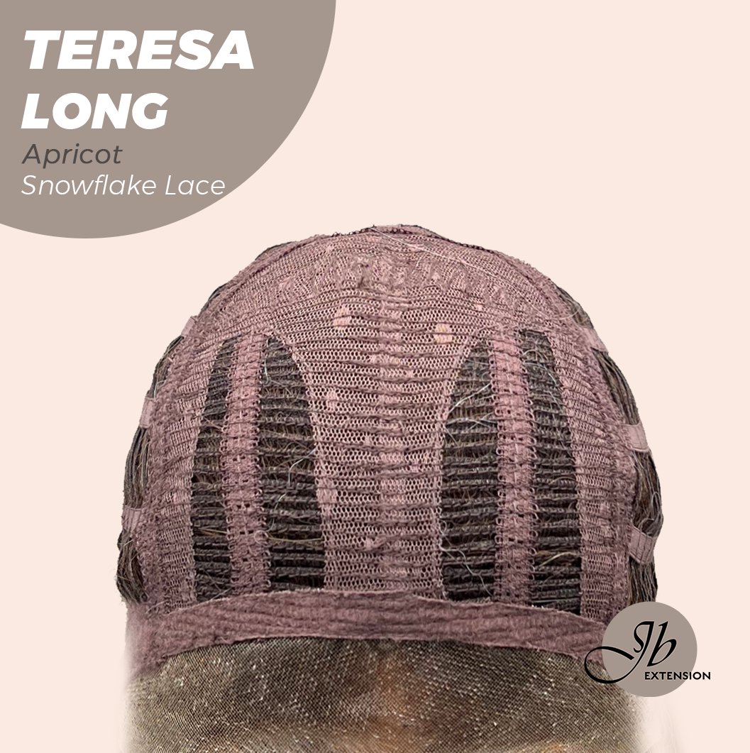 JBEXTENSION 22 Inches Long Apricot Pre-Cut Snowflake Lace Frontlace Glueless Wig TERESA LONG APRICOT【PERMATEASE】【BENDY EAR TABS】 Alexwigs