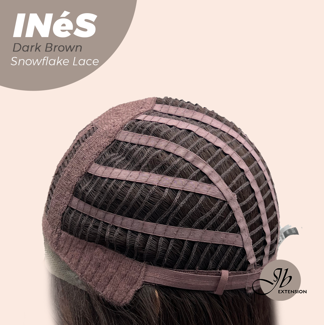 JBEXTENSION 22 Inches Dark Brown Pre-Cut Snowflake Lace Frontlace Glueless Wig INéS DARK BROWN【PERMATEASE】【BENDY EAR TABS】- M/L Alexwigs