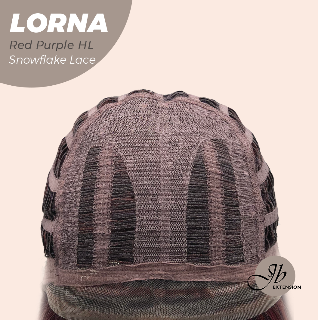 [PRE-ORDER] JBEXTENSION 18 Inches Red Purple Highlight Curly Pre-Cut Snowflake Lace Frontlace Glueless Wig LORNA SNOWFLAKE RED PURPLE HIGHLIGHT【PERMATEASE】【BENDY EAR TABS】 Alexwigs