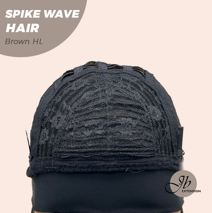 JBEXTENSION 24 Inches Long Curly Hair Brown Highlight Headband Wig SPIKE WAVE HAIR - BROWN HIGHLIGHT Alexwigs