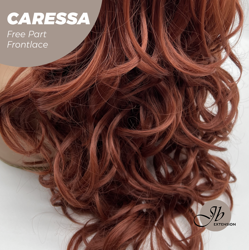 JBEXTENSION 22 Inches Copper Curly Wave 13X6 Pre-Cut Free Part Frontlae Glueless Wig CARESSA Alexwigs