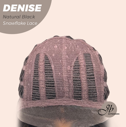 JBEXTENSION 24 Inches Natural Black Wave Pre-Cut Snowflake Lace Frontlace Glueless Wig DENISE NATURAL BLACK【PERMATEASE】【BENDY EAR TABS】- M/L Alexwigs