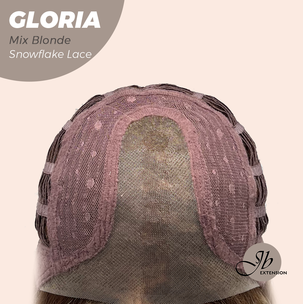 [PRE-ORDER] JBEXTENSION 14 Inches Curly Mix Blonde Wig with Bangs Pre-Cut T Part Snowflake Lace Frontlace Glueless Wig GLORIA MIX BLONDE Alexwigs