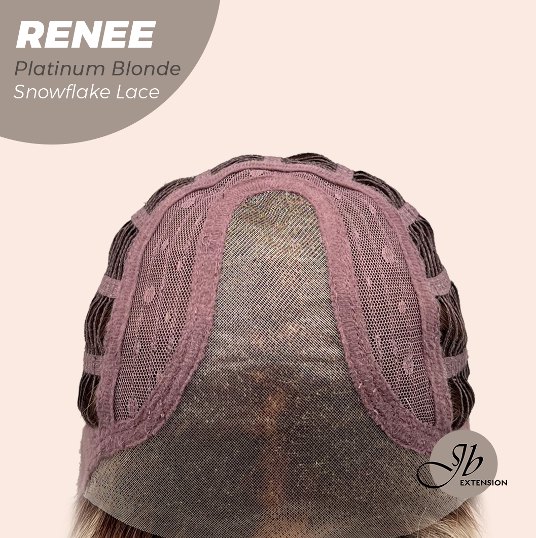 JBEXTENSION 21 Inches Platinum Blonde Pre-Cut T Part Snowflake Lace Frontlace Glueless Wig RENEE PLATINUM BLONDE【BENDY EAR TABS】 Alexwigs