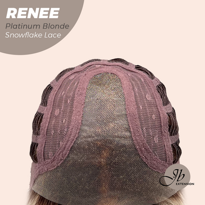 JBEXTENSION 21 Inches Platinum Blonde Pre-Cut T Part Snowflake Lace Frontlace Glueless Wig RENEE PLATINUM BLONDE【BENDY EAR TABS】 Alexwigs