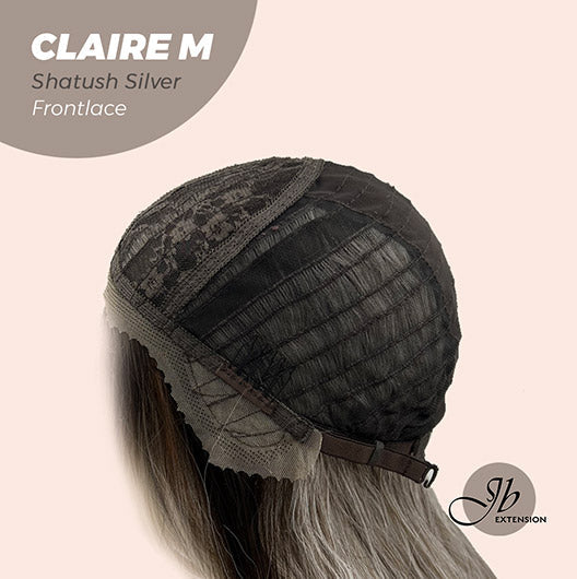 JBEXTENSION 22 Inches Body Wave Shatush Silver Pre-Cut Frontlace Glueless Wig CLAIRE M SILVER Alexwigs
