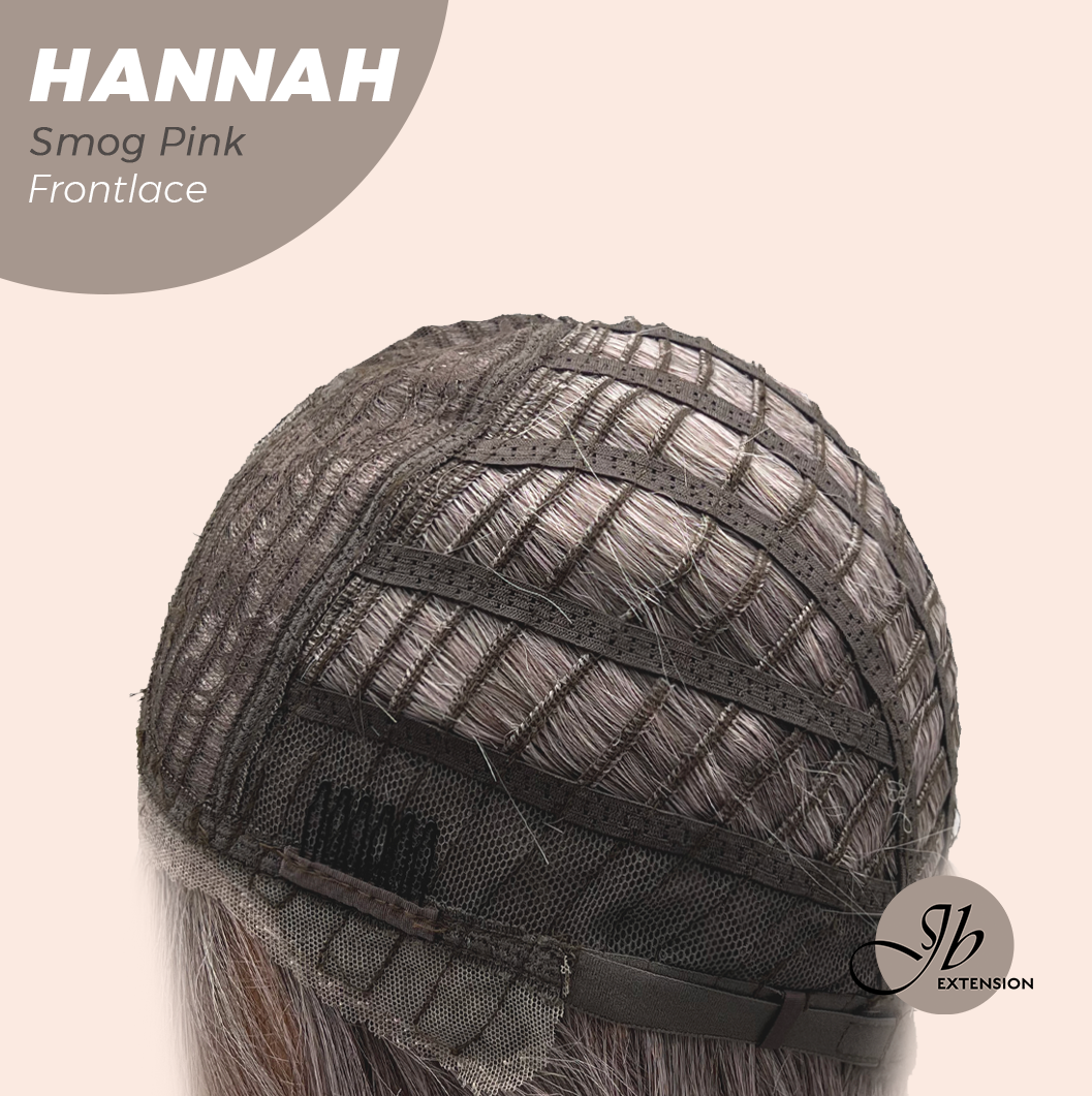 JBEXTENSION 20 Inches Smog Pink Pre-Cut Frontlace Glueless Wig with Bangs HANNAH SMOG PINK Alexwigs