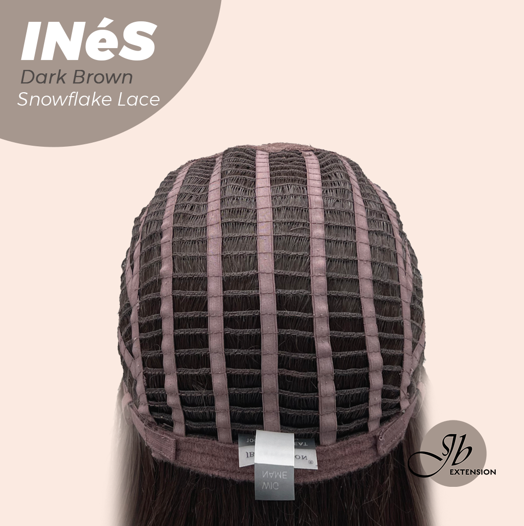 JBEXTENSION 22 Inches Dark Brown Pre-Cut Snowflake Lace Frontlace Glueless Wig INéS DARK BROWN【PERMATEASE】【BENDY EAR TABS】- M/L Alexwigs