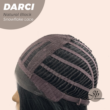 JBEXTENSION 25 Inches Natural Black Pre-Cut Snowflake Lace Frontlace Glueless Wig DARCI NATURAL BLACK【PERMATEASE】【BENDY EAR TABS】 Alexwigs
