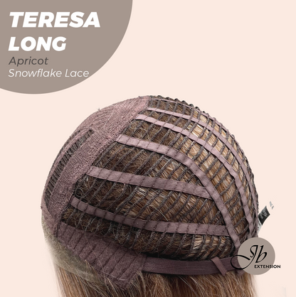 JBEXTENSION 22 Inches Long Apricot Pre-Cut Snowflake Lace Frontlace Glueless Wig TERESA LONG APRICOT【PERMATEASE】【BENDY EAR TABS】 Alexwigs
