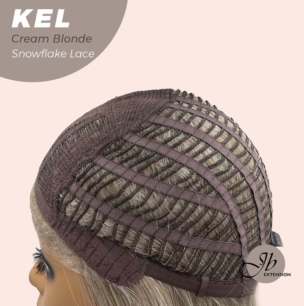 JBEXTENSION 22 Inches Cream Blonde Pre-Cut Snowflake Lace Frontlace Glueless Wig KEL CREAM BLONDE【PERMATEASE】【BENDY EAR TABS】- S/M Alexwigs