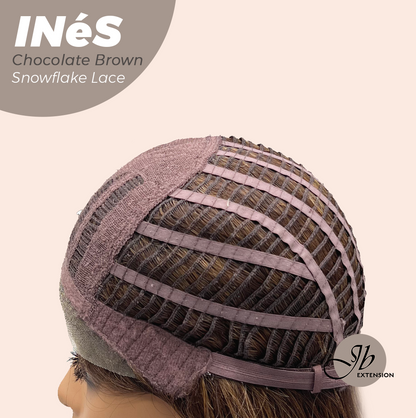 JBEXTENSION 22 Inches Chocolate Brown Pre-Cut Snowflake Lace Frontlace Glueless Wig INéS CHOCOLATE BROWN【PERMATEASE】【BENDY EAR TABS】- M/L Alexwigs