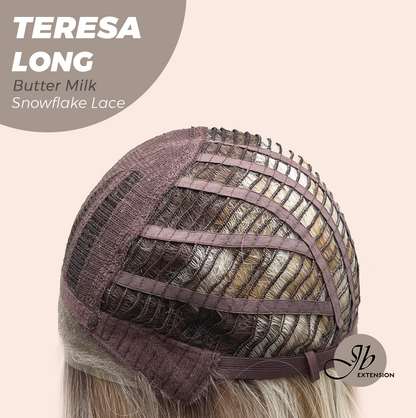 JBEXTENSION 22 Inches Long Butter Milk Pre-Cut Snowflake Lace Frontlace Glueless Wig TERESA LONG BUTTER MILK【PERMATEASE】【BENDY EAR TABS】 Alexwigs