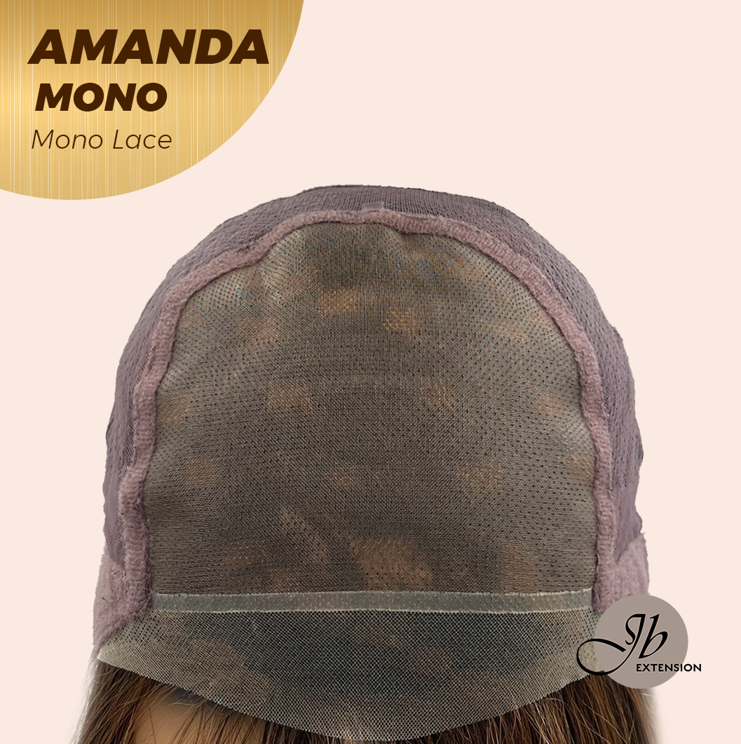 [PRE-ORDER] JBEXTENSION AMANDA MONO Full Monofilament Handmade Full Lace Full Hand Tied Wig 10 Inches Black With Caramel Highlight Mono Lace Handmade Futura Fiber Wig Glueless Wig AMANDA MONO【BENDY EAR TABS】 Alexwigs